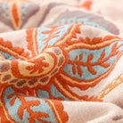 Throw Blanket with Floral Jacquard Fringed Edges