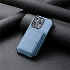 iPhone wallet case with card holder and protective edges - blue