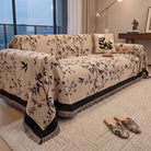 Sofa Cover With Floral Pattern Anti Slip - garden beige