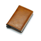 Slim card holder wallet with compact minimalist design - brown