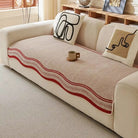 Sofa Cover With Herringbone Chenille Texture Non Slip - crimson crest