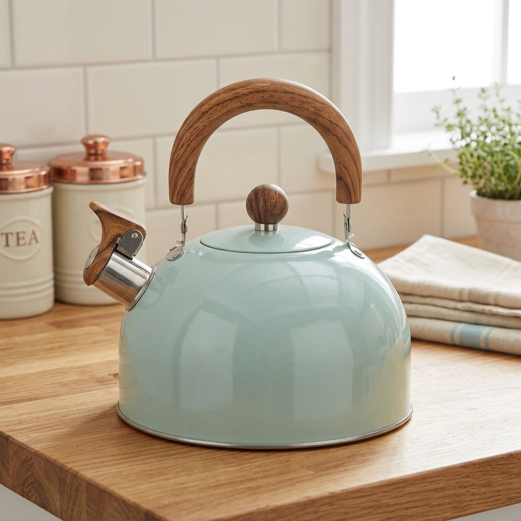 Whistling Kettle with Ergonomic Handle and Induction Base - light yellow