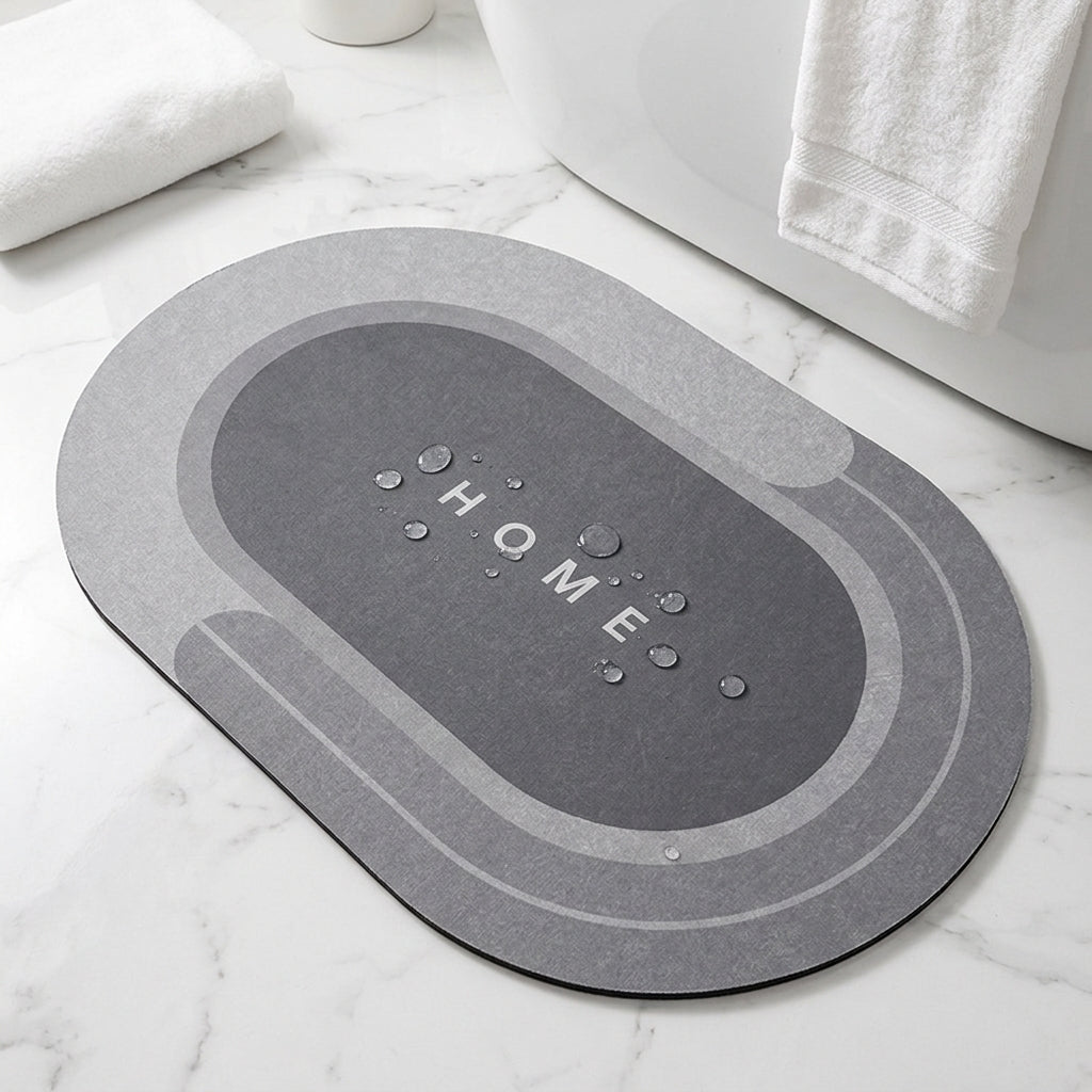 Bathroom Floor Mat with Anti Slip Backing - gray