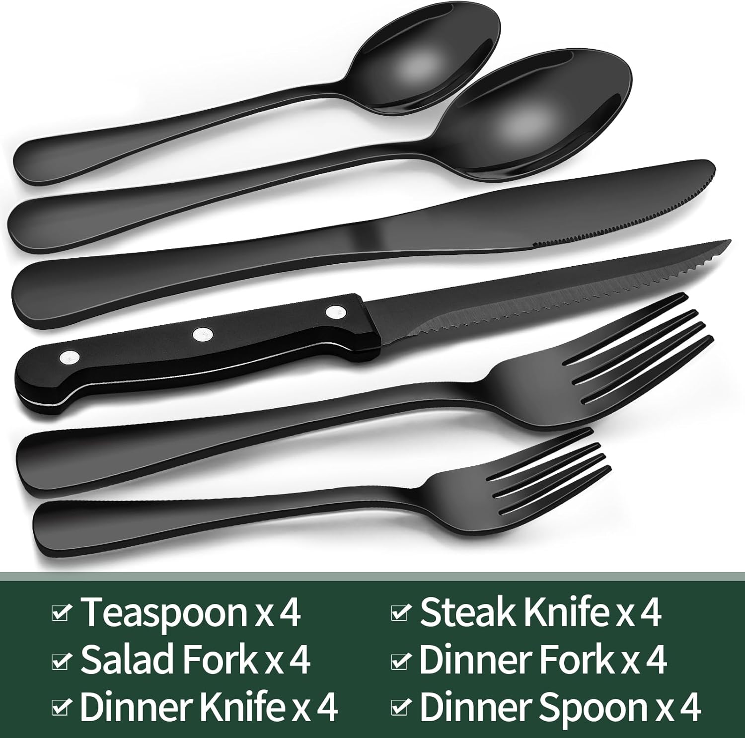 Cutlery set of 24 pieces with dishwasher safe stainless steel
