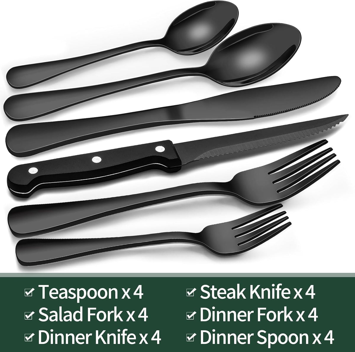 Cutlery set of 24 pieces with dishwasher safe stainless steel