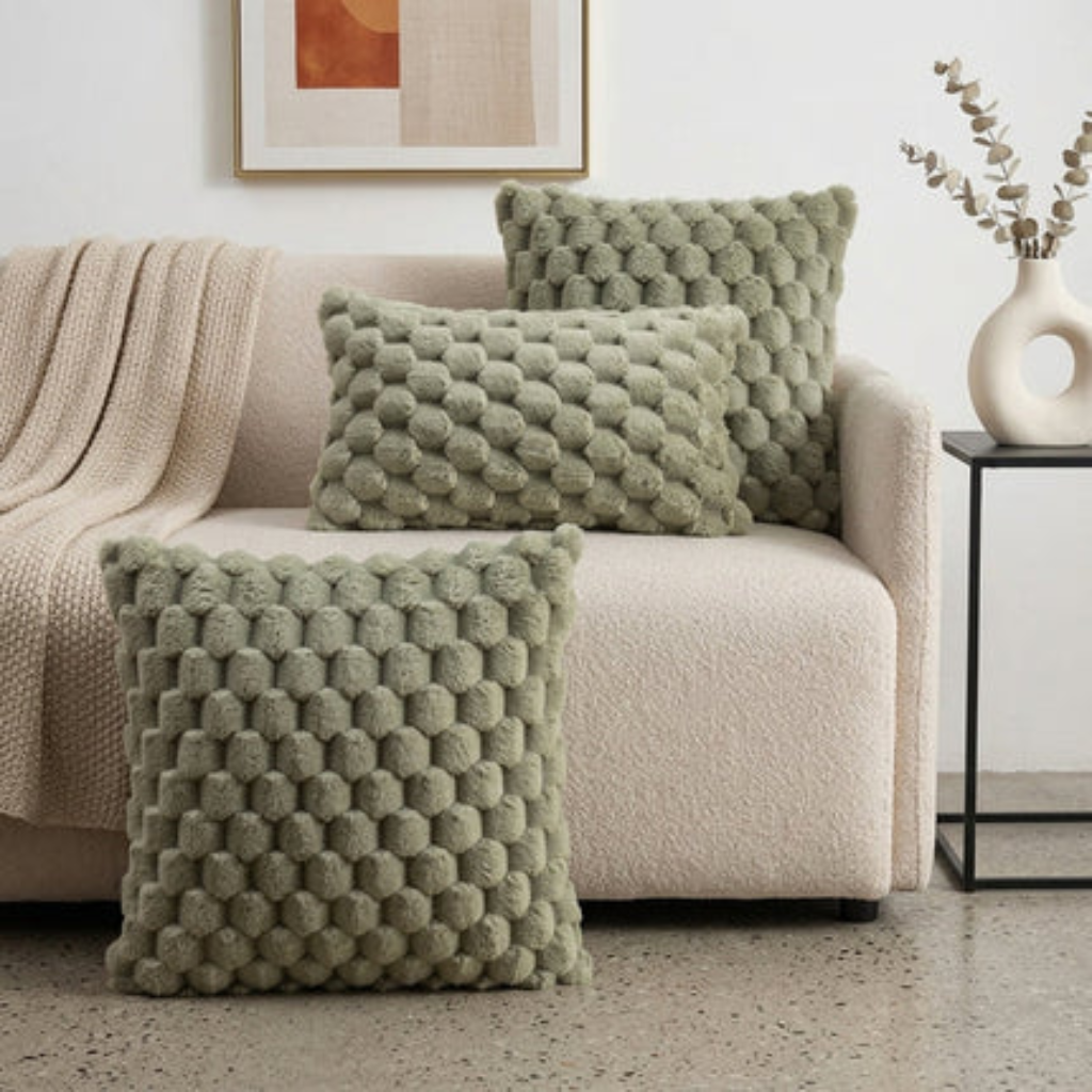 Cushion Cover with Bubble Pattern for Sofas and Beds - green
