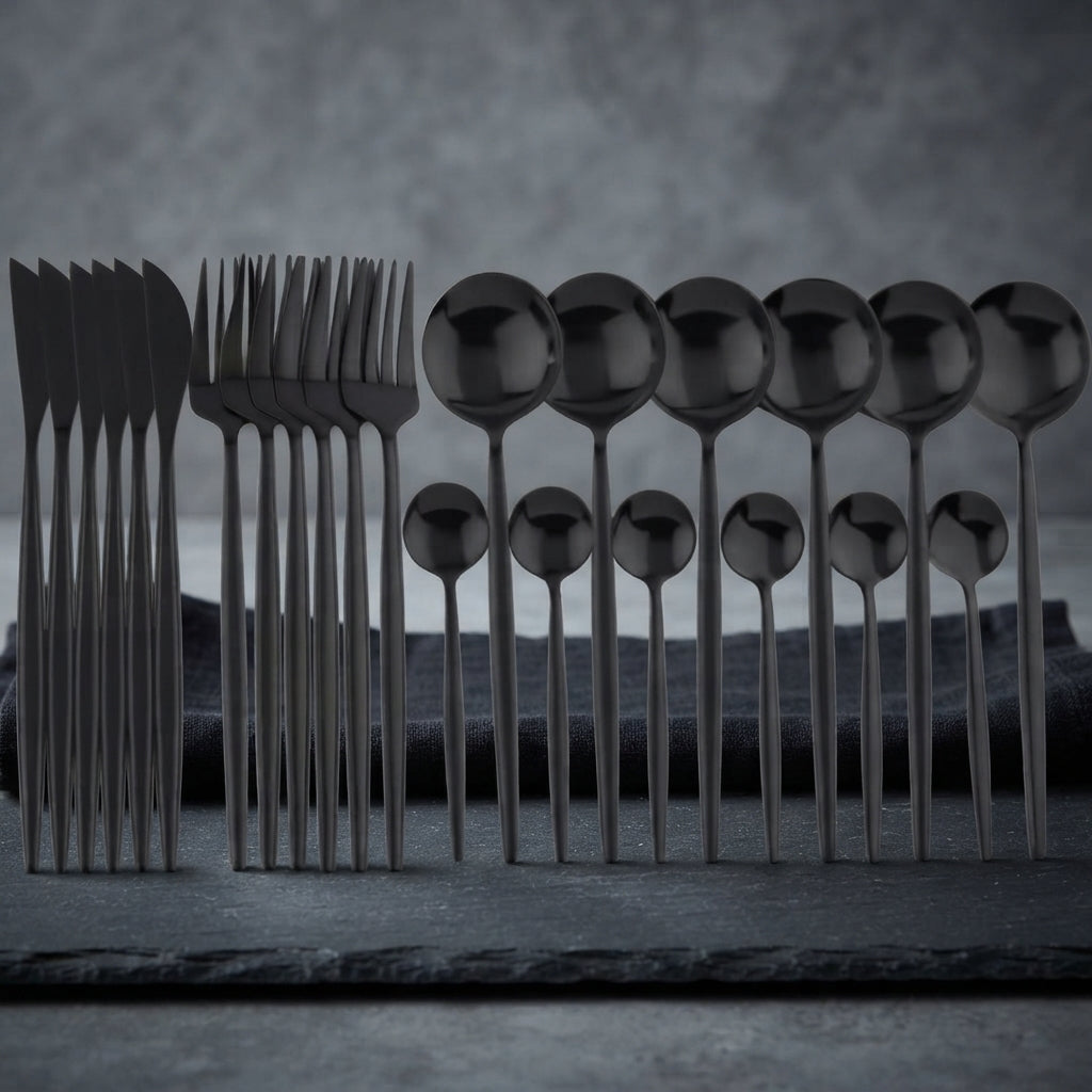 Cutlery set of 24 pieces with dishwasher safe stainless steel