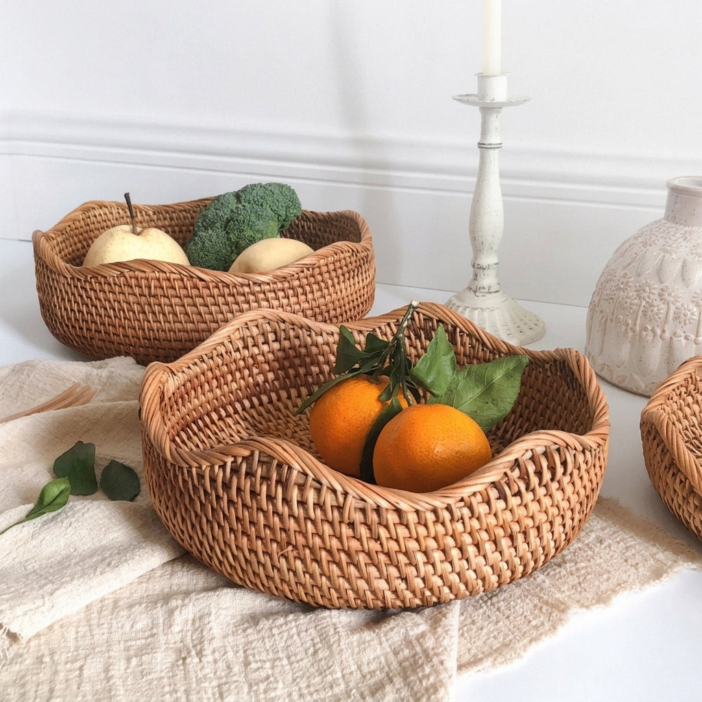 Storage Basket Handwoven from Natural Rattan