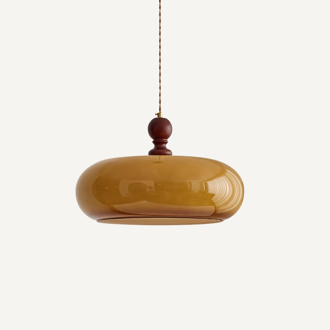 Pendant light with adjustable cord and glass shade