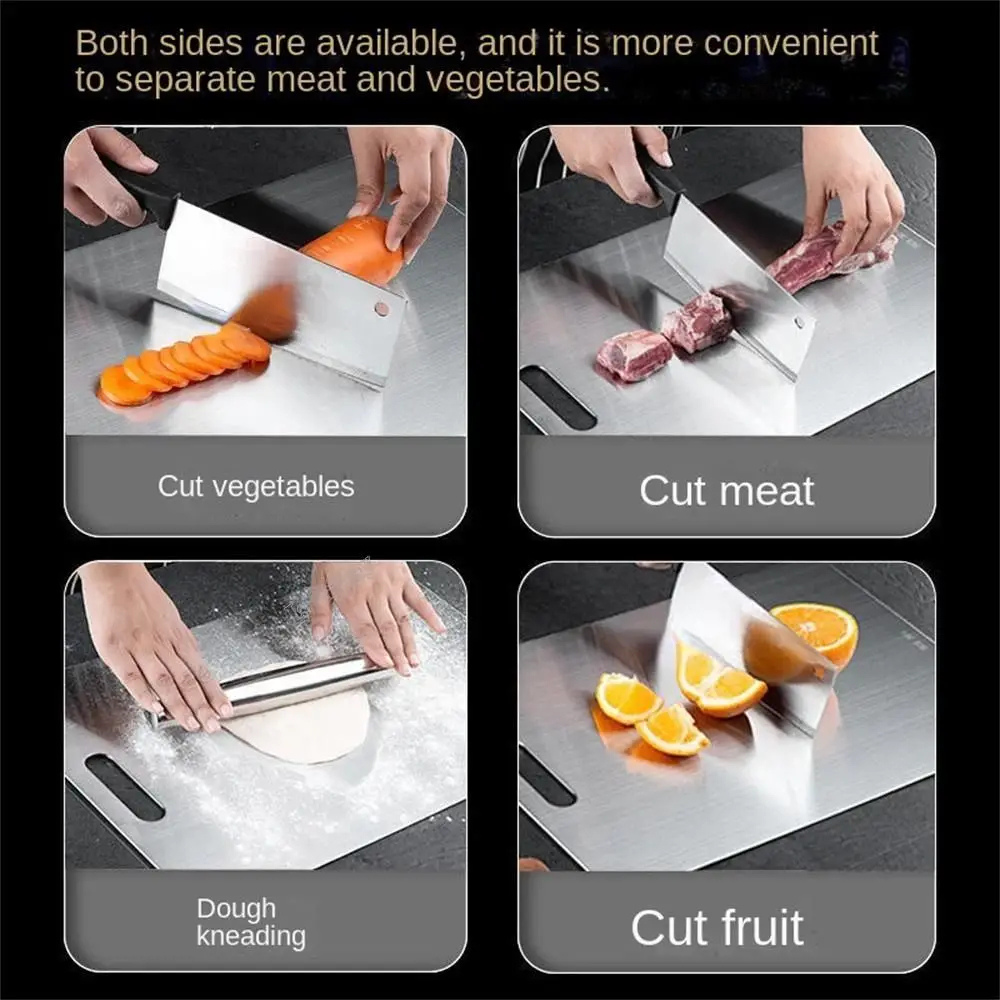 Cutting board with double sided titanium surface