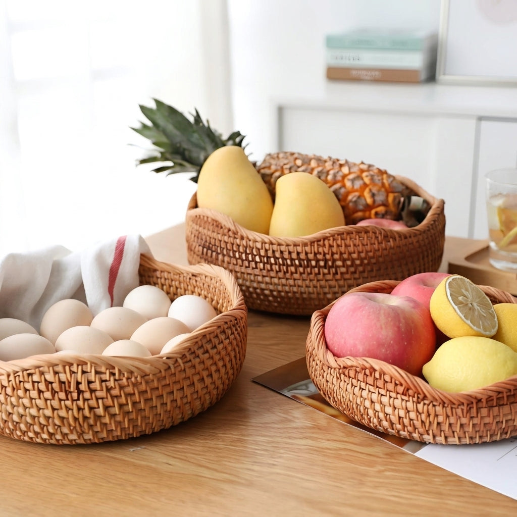 Storage Basket Handwoven from Natural Rattan