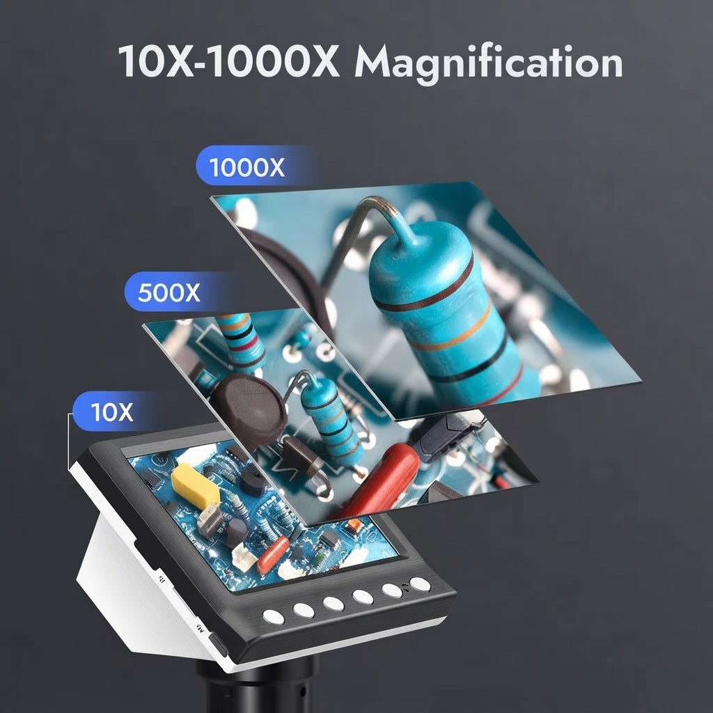 Digital Microscope With LCD Screen And LED Lights