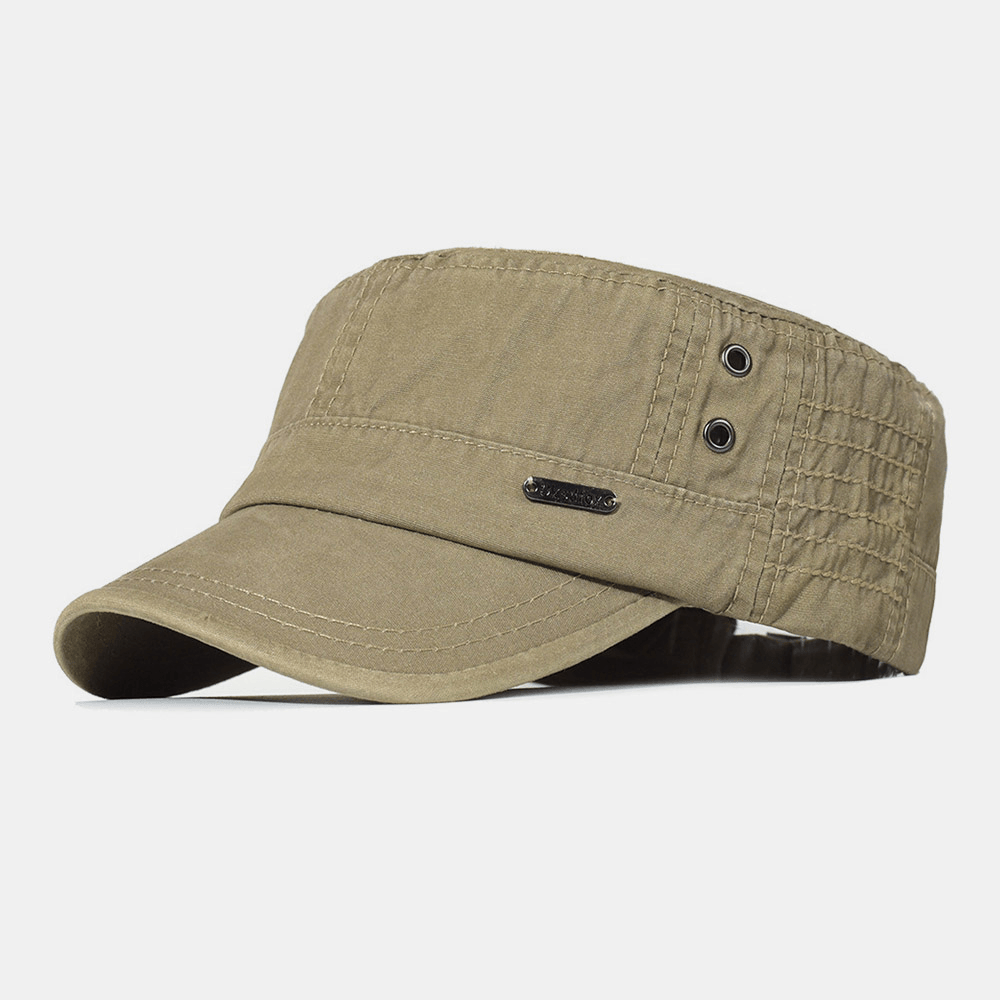Men's cotton military cap with adjustable fit - khaki