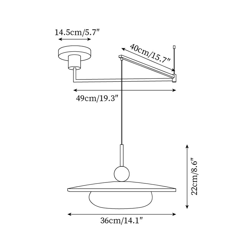 Pendant light with adjustable swing arm