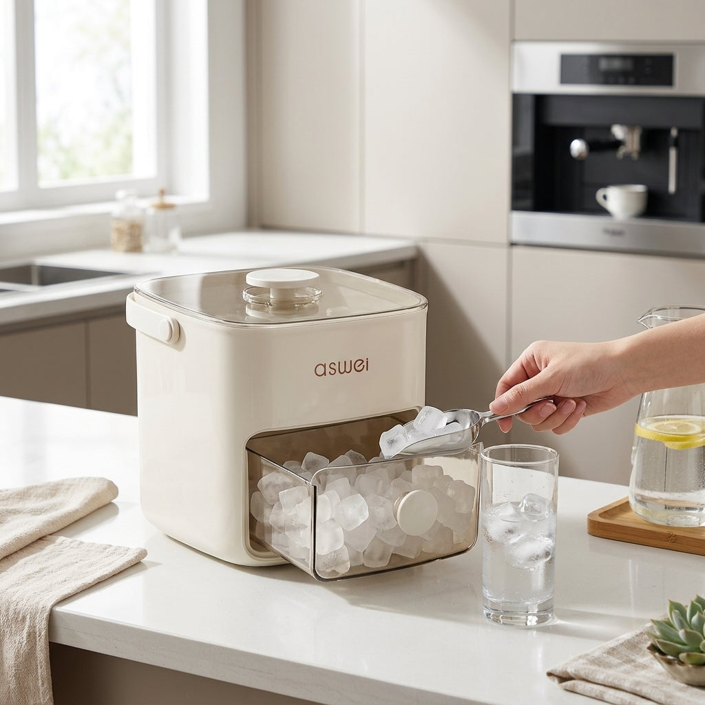 Countertop ice maker with transparent viewing window