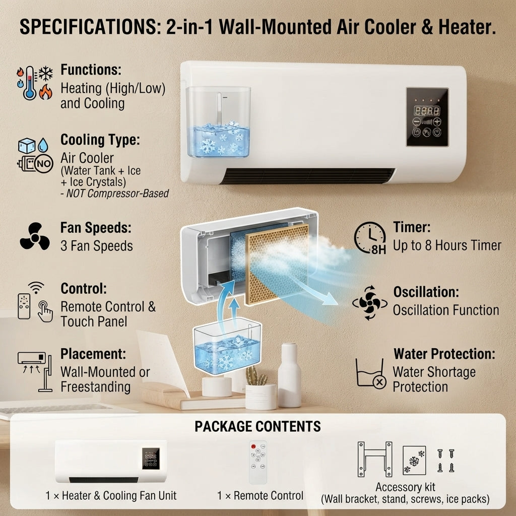 Heater Fan With Wall Mounting Bracket And Remote Control