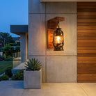 Wall sconce light with rustic lantern design