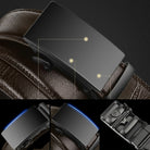 Men's leather belt with automatic buckle