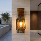 Wall sconce light with rustic lantern design