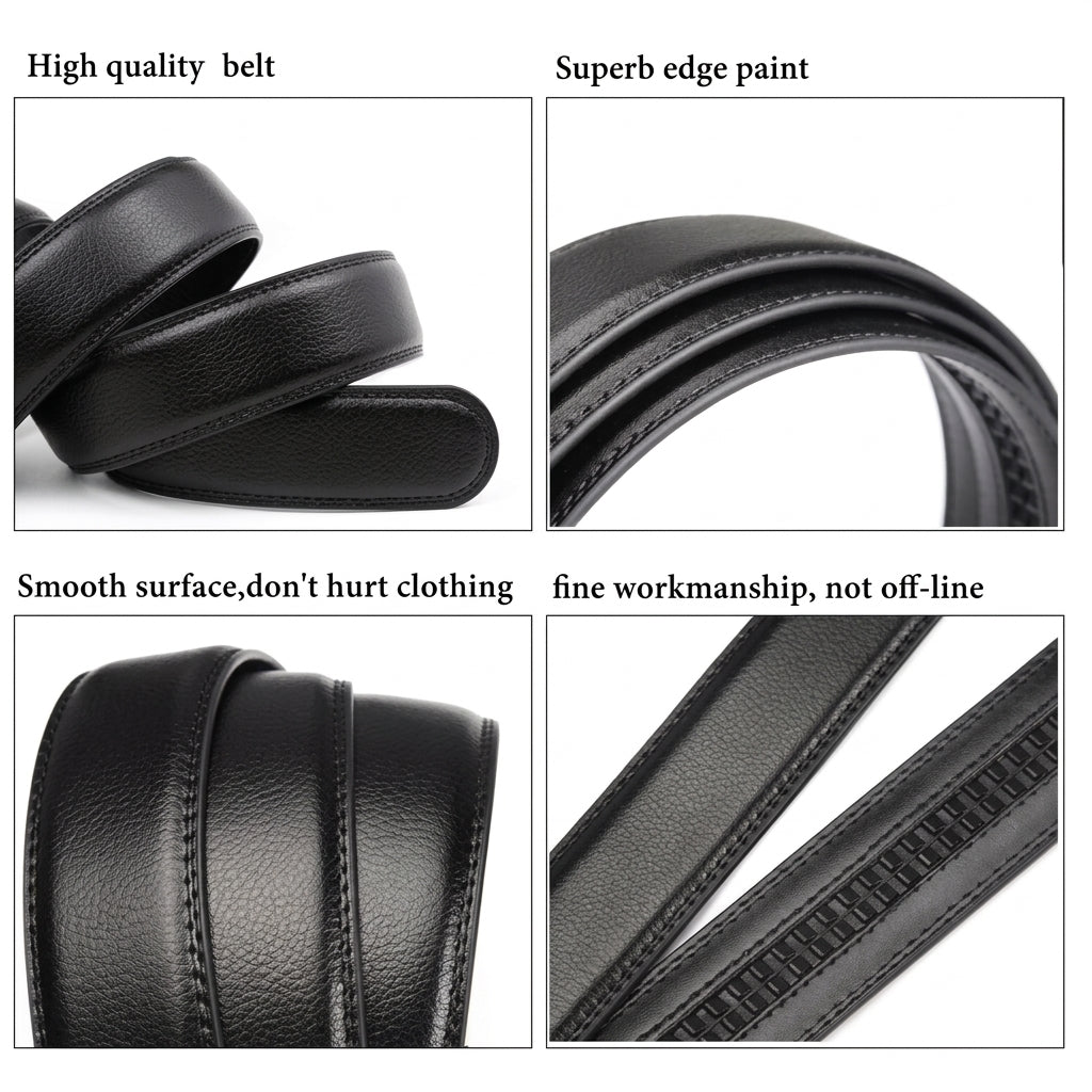 Men's leather belt with automatic buckle