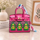 Bag Charm in Mini Handbag Design with Metal Finish - pink red