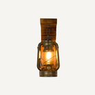 Wall sconce light with rustic lantern design