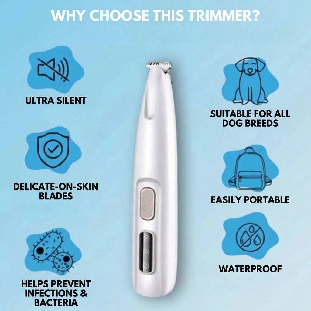 Pet Trimmer for Dogs and Cats with LED Light