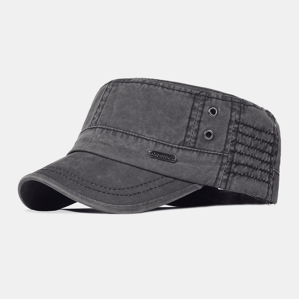 Men's cotton military cap with adjustable fit - gray