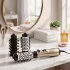 Rotating 3 in 1 hair styler with adjustable temperature - gold