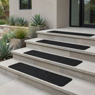 Non Slip Stair Treads with Textured Grip Strips for Stairs - black