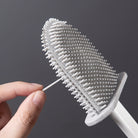 Toilet brush with silicone head and wall holder