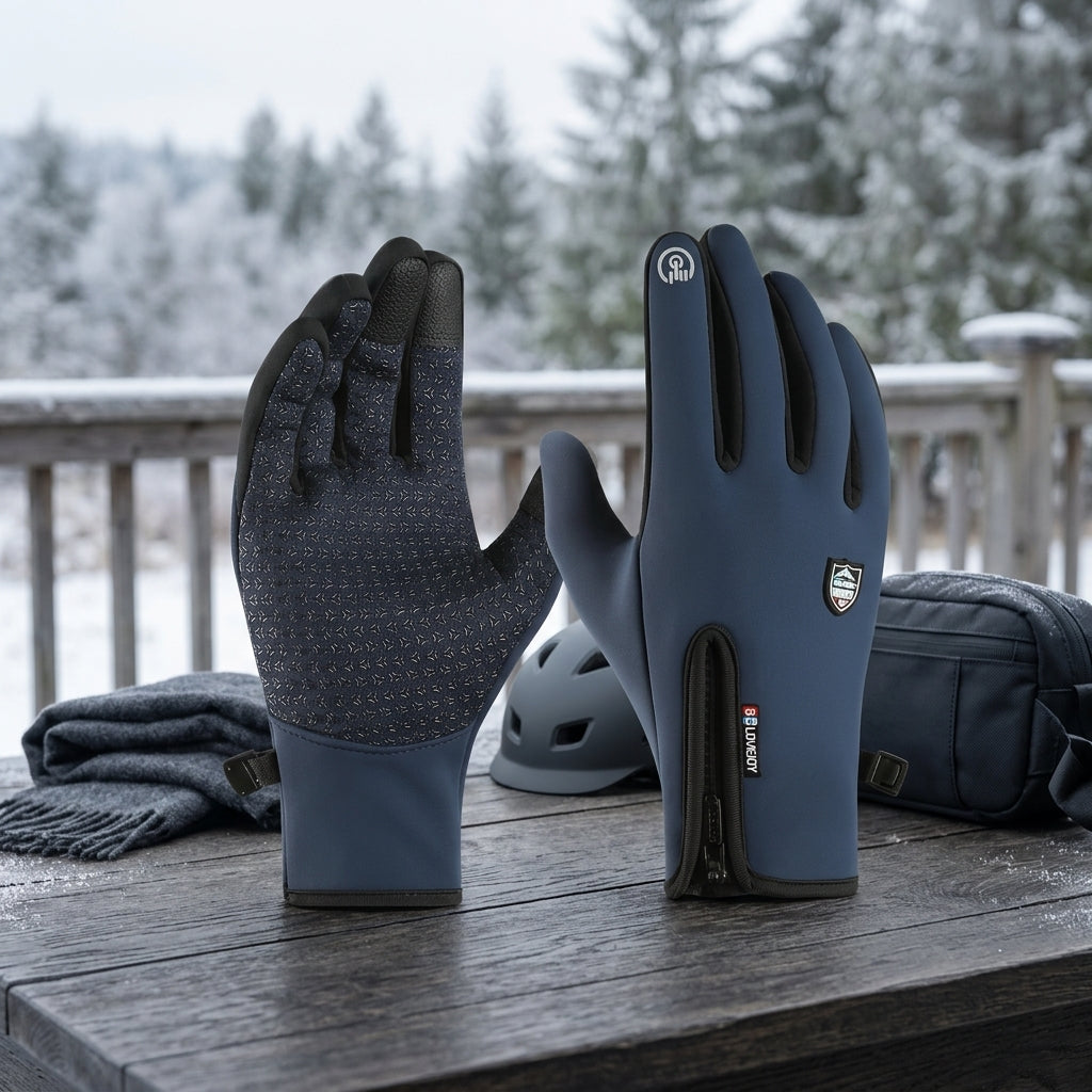 Thermal gloves with touchscreen fingertips and windproof fabric - blue s