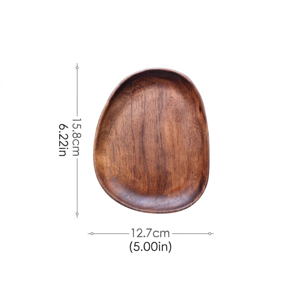 Wooden serving tray with irregular decorative shape