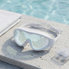Swim goggles with anti fog coating and silicone strap - white bunt
