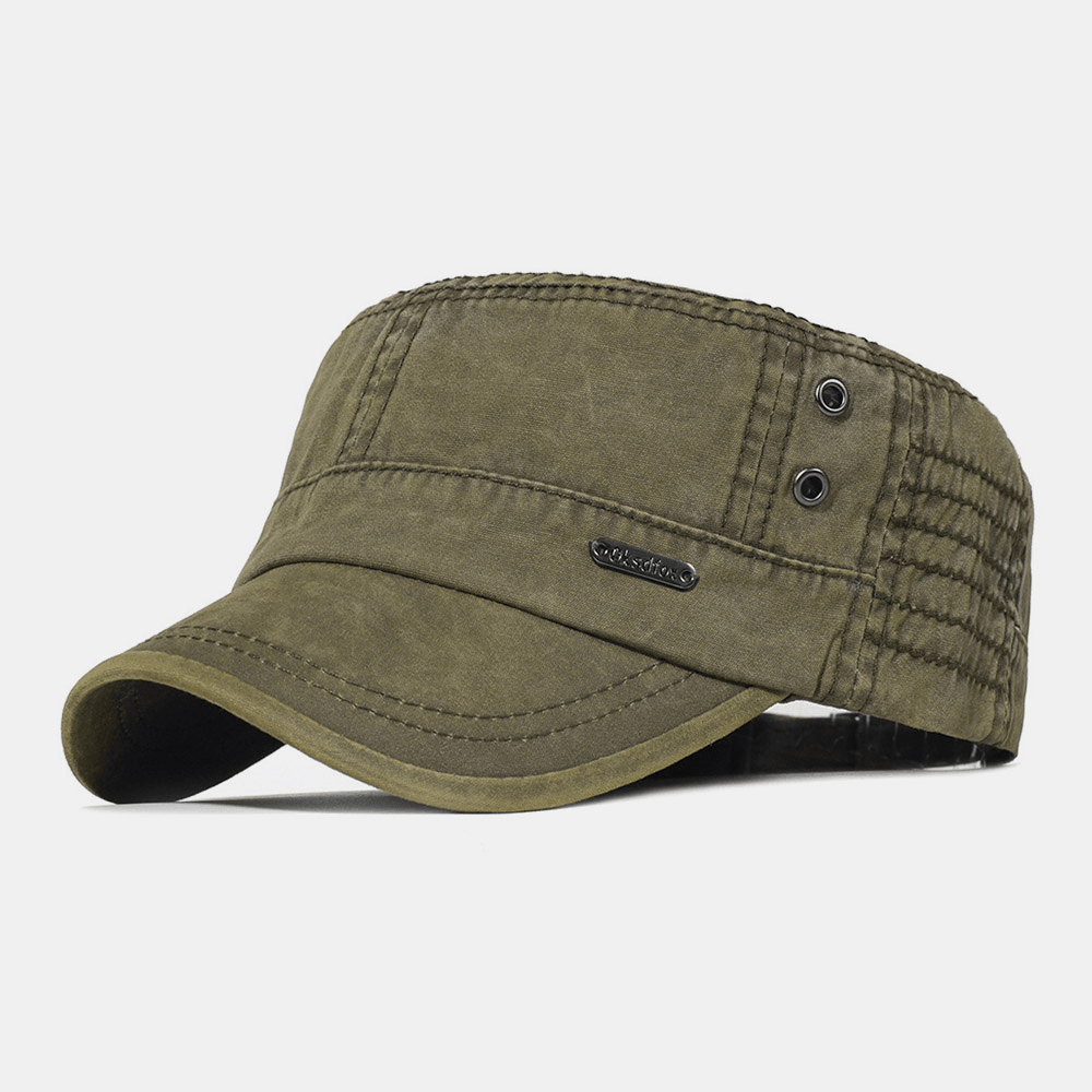 Men's cotton military cap with adjustable fit - green