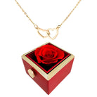 Heart rose necklace for women with rotating gift box - gold