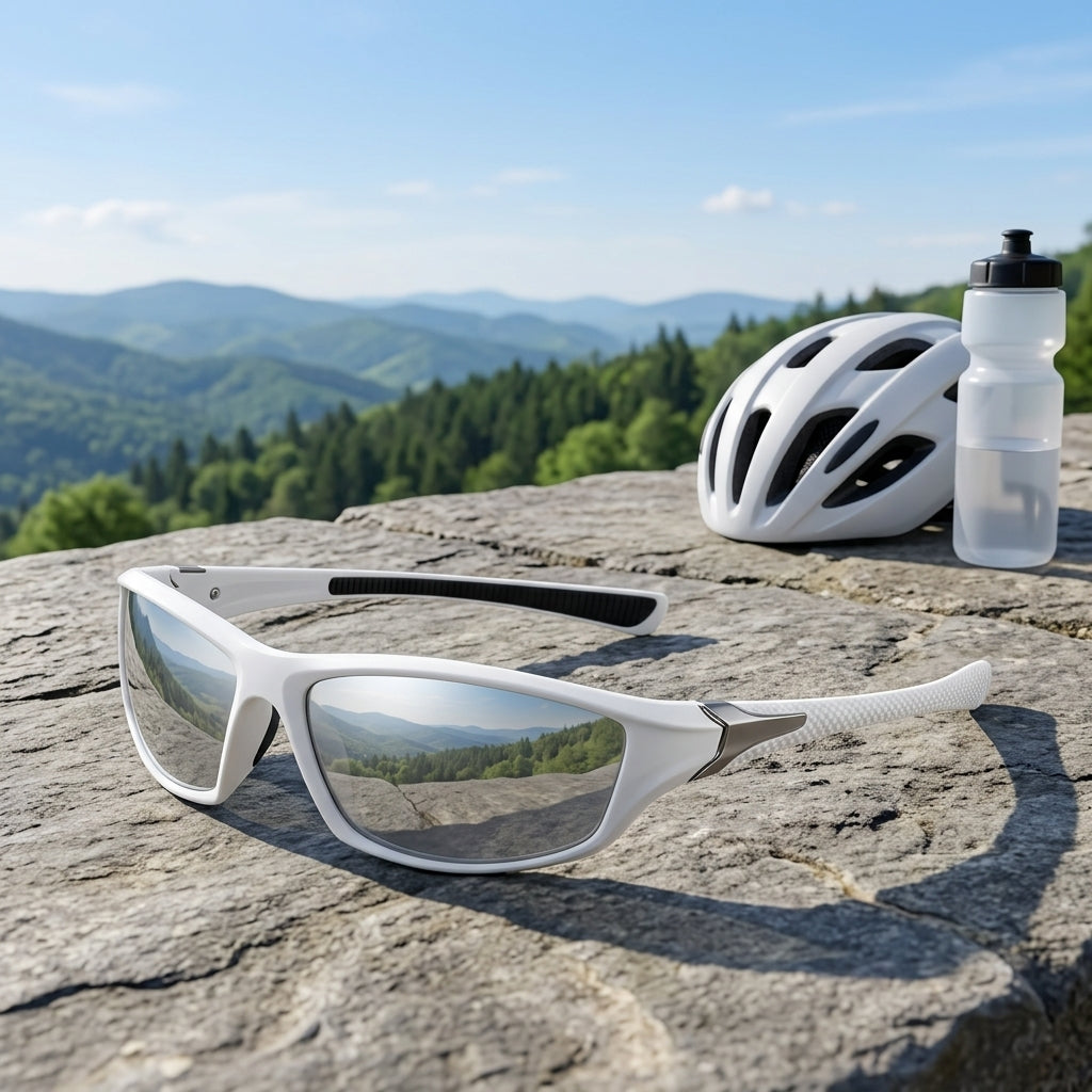 Sport Sunglasses with Polarised Lenses and Full Frame Design - antique silver