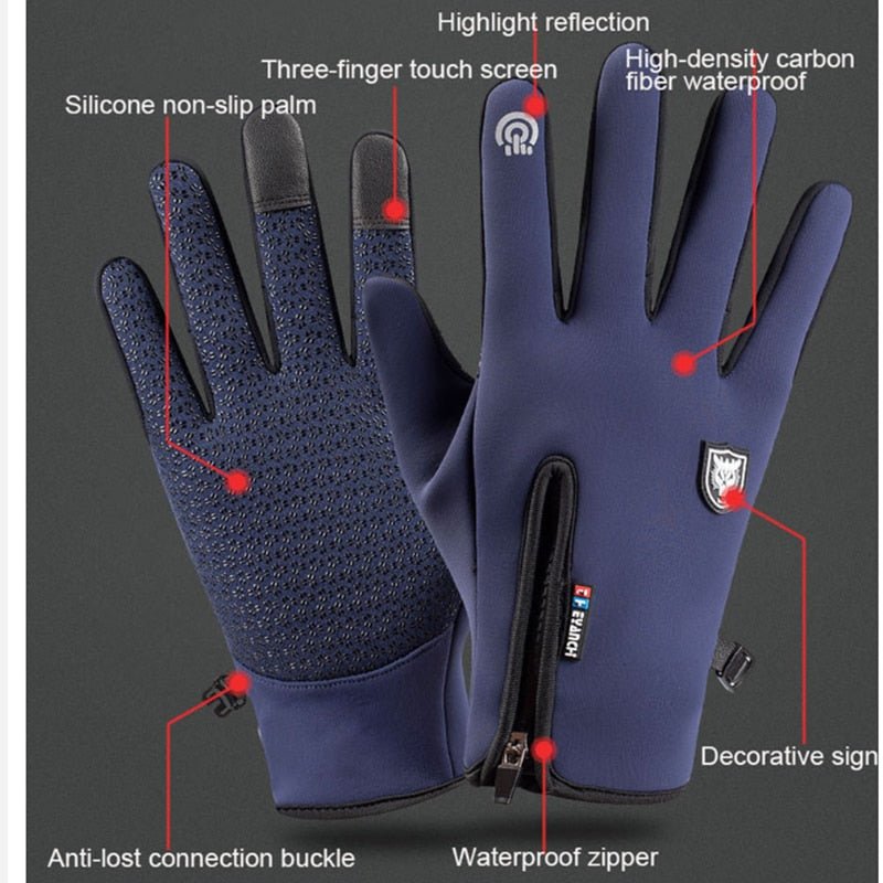 Thermal gloves with touchscreen fingertips and windproof fabric