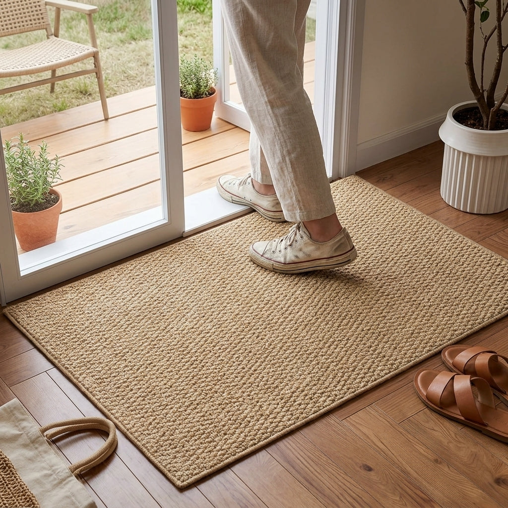 Jute doormat with durable material and machine washable design