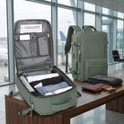 Hiking backpack with multiple compartments and zipped pockets - green