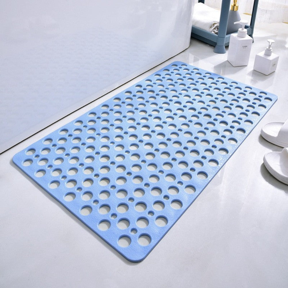 Bath Mat with Non Slip Drainage Holes - blue