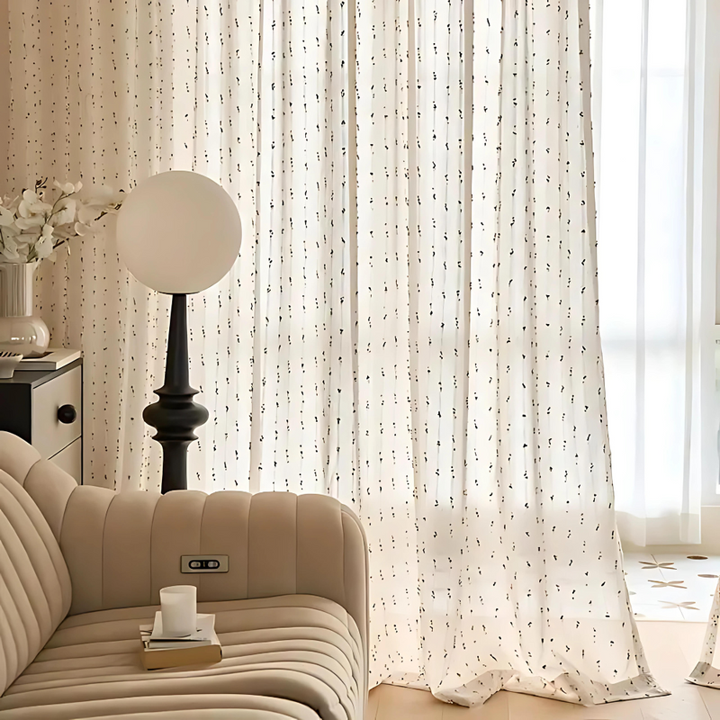 Sheer Window Curtain Panel With Geometric Pattern