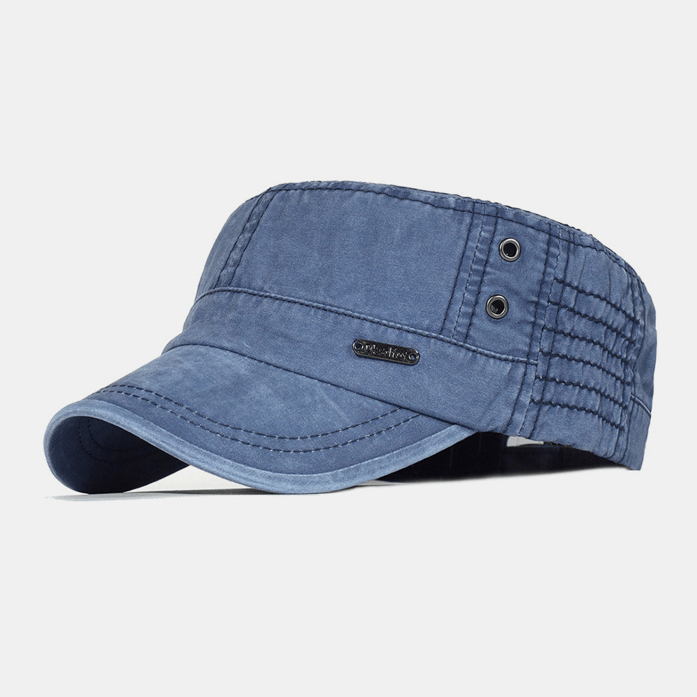 Men's cotton military cap with adjustable fit - blue