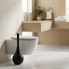 Toilet brush holder with long handle for bathroom - luxury black