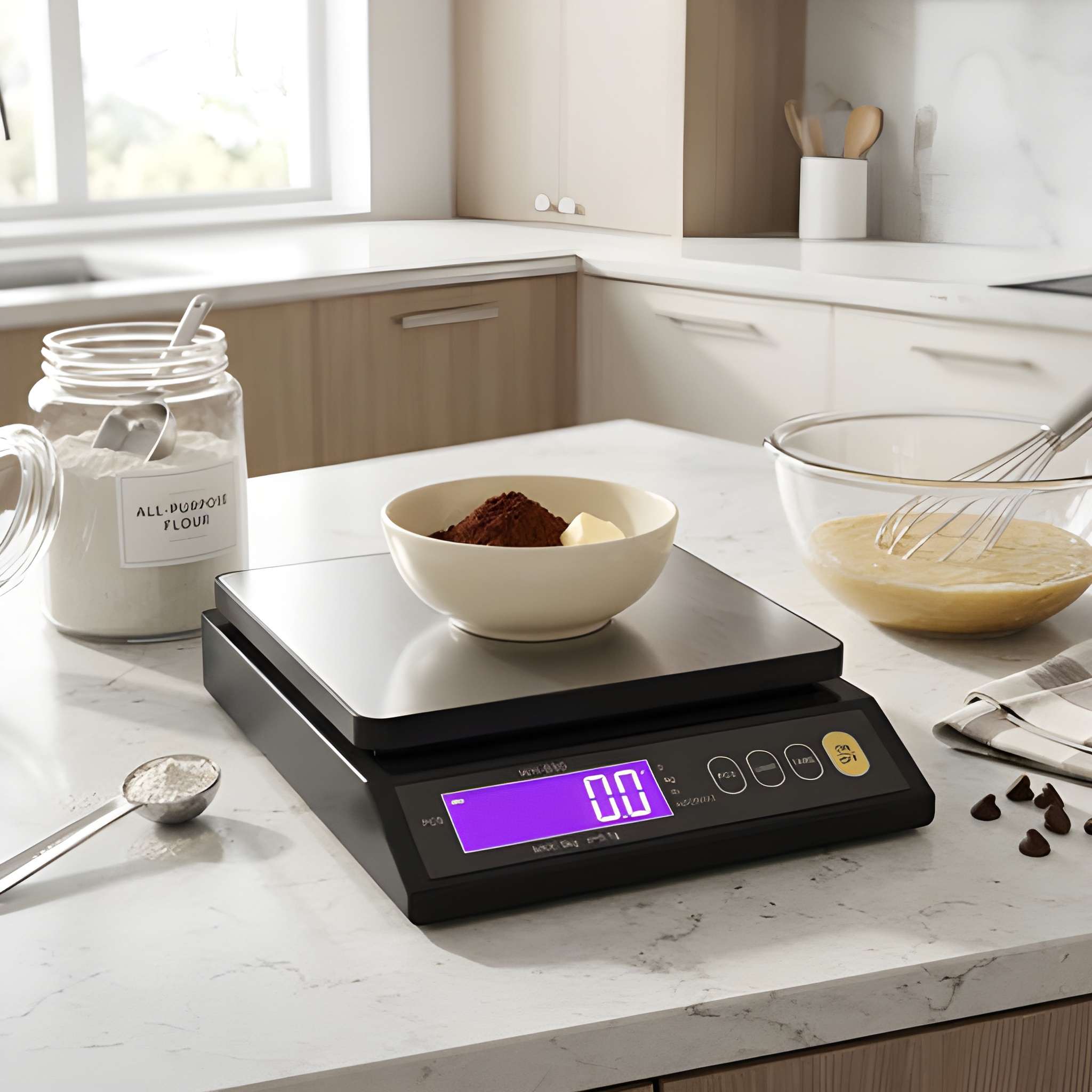 Digital kitchen scale with stainless steel platform