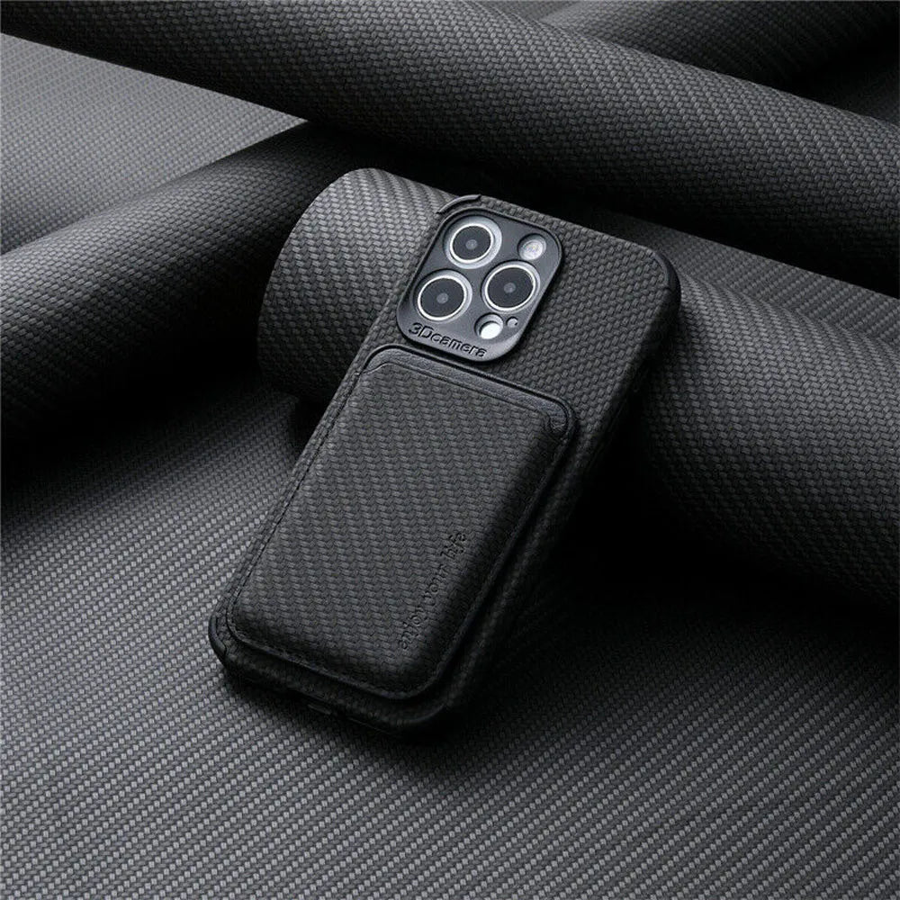 iPhone wallet case with card holder and protective edges - black