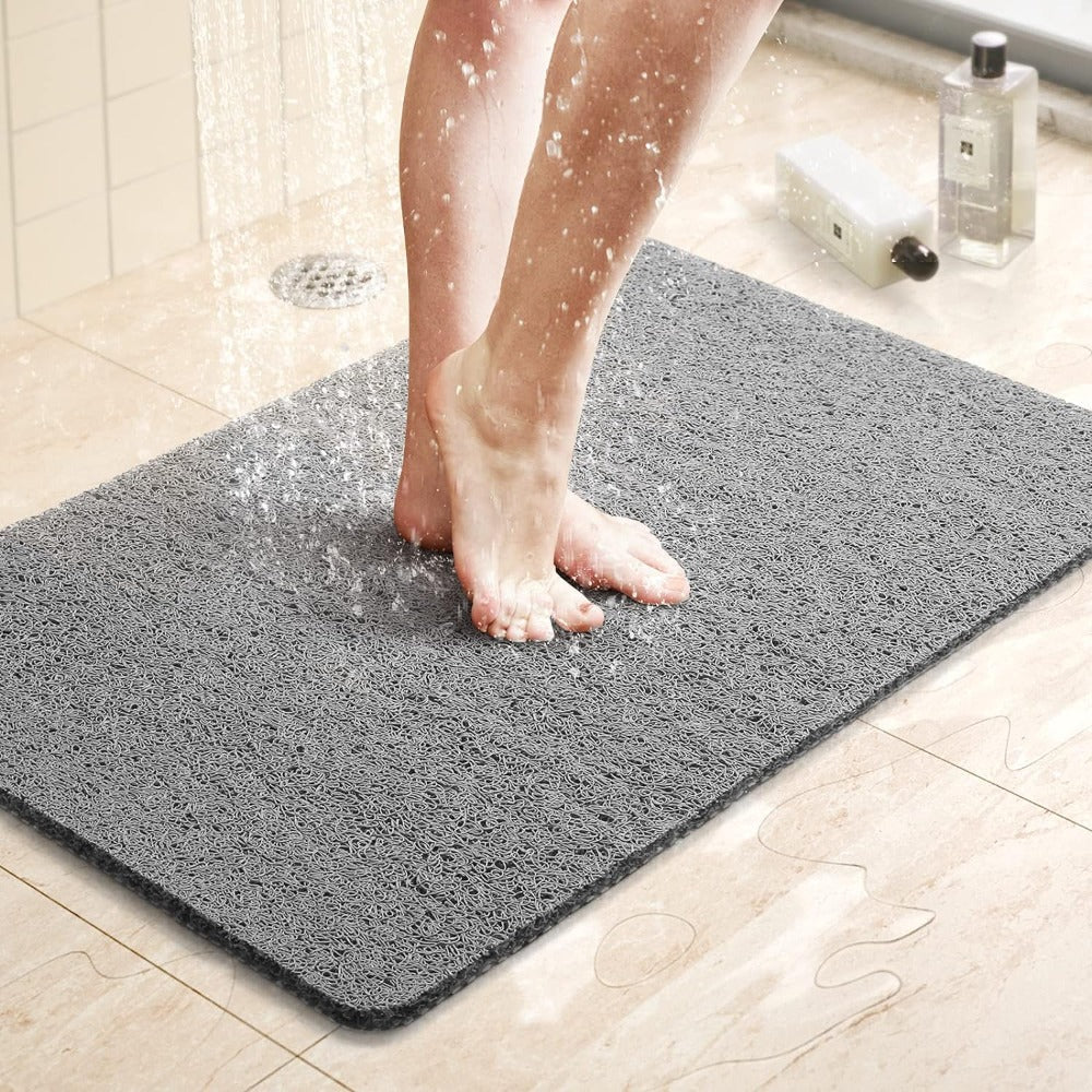 Bath Mat with Quick Dry Non Slip Drainage - gray