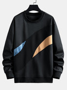 Men's Abstract Colourblock Crew Neck Sweatshirt – Relaxed Fit - Black