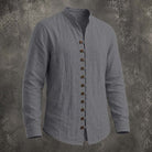 Men's Band Collar Casual Shirt in grey, Relaxed Fit