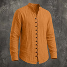 Men's Band Collar Casual Shirt in orange, Relaxed Fit